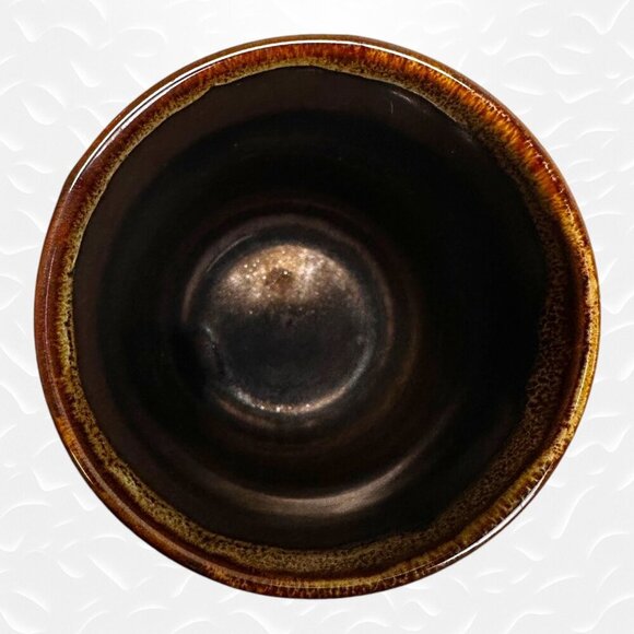 Vintage Brown Drip Glaze Porcelain Tumbler Rustic Artisan Pottery 5" Tall - Picture 5 of 6